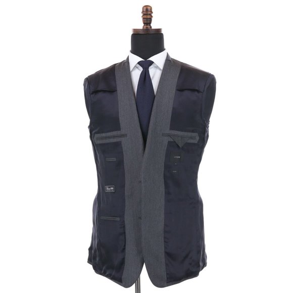 J Crew Ludlow Tollegno 1900 Wool Suit 40L Gray Herringbone 35 X 33 Flat Front - Picture 7 of 14